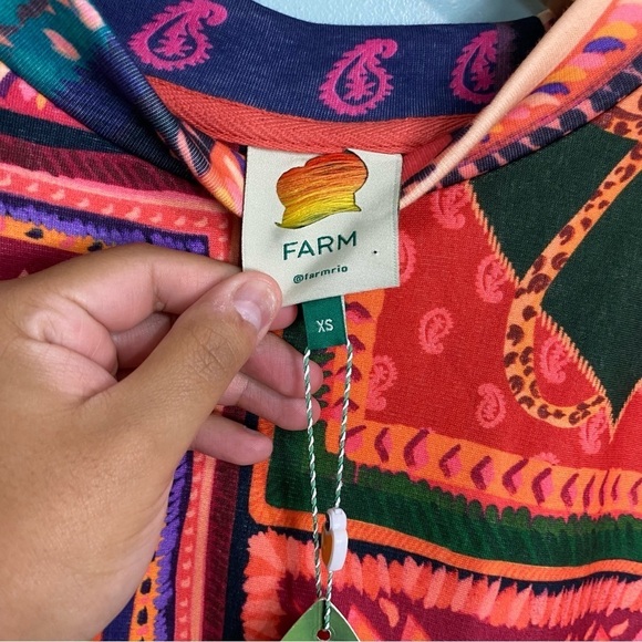 Farm Rio Patchwork Tapestry Sweatshirt XS Bird Multi Print‎ Colorful - Picture 2 of 5